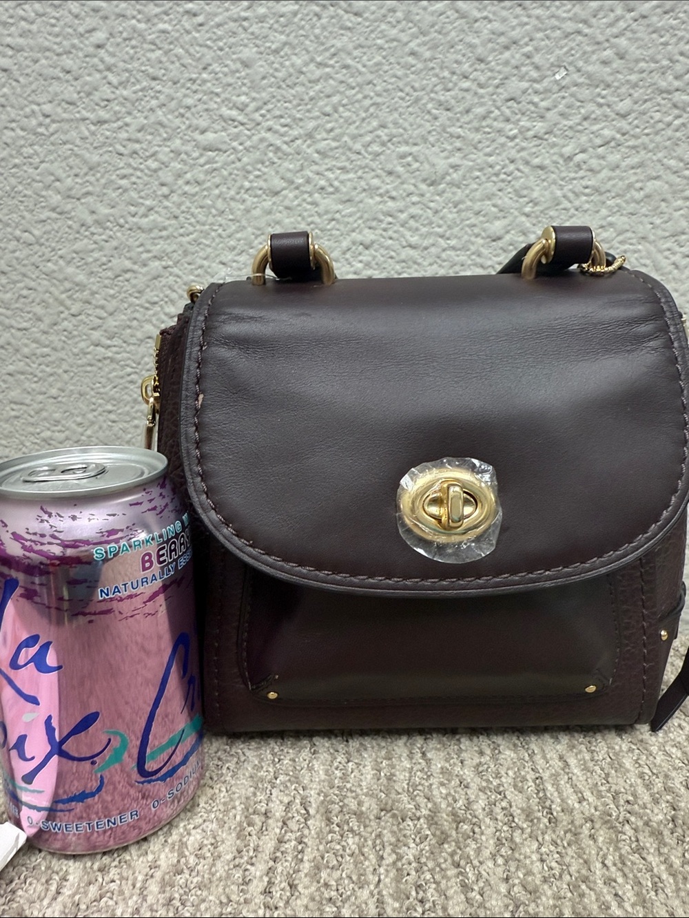 Coach Mini Faye Burgundy Leather Top Handle Backpack with Gold Hardware - Picture 9 of 9